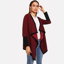 Shein Contrast Trim Waterfall Coat