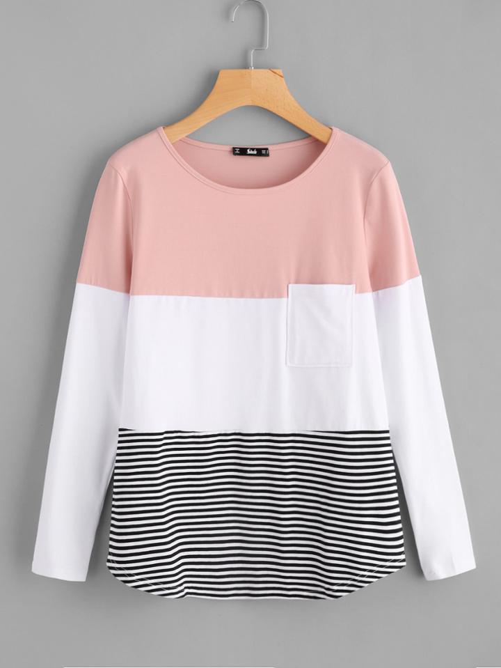 Shein Cut And Sew Pocket Front Top