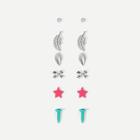 Shein Leaf & Star Design Stud Earring Set