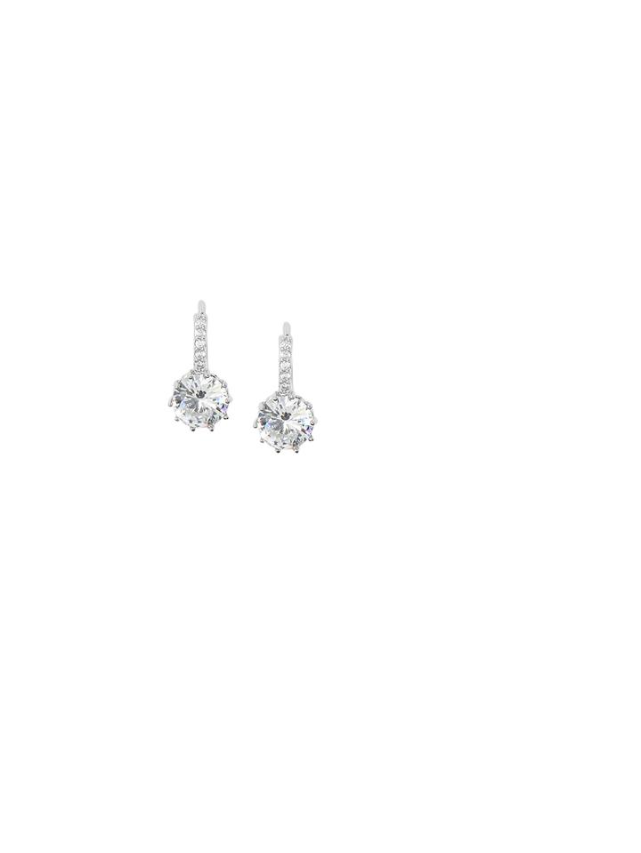 Shein Silver Plated Clear Rhinestone Arc Earrings