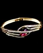 Shein Red Gemstone Gold Crystal Fashion Bracelet