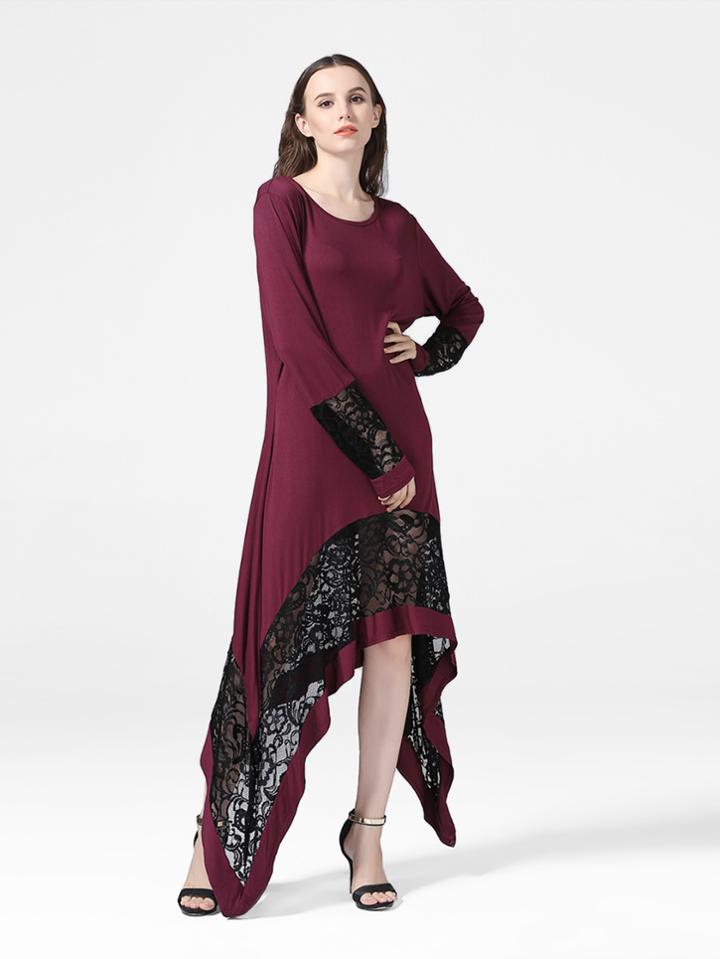 Shein Lace Panel Asymmetric Hem Dress