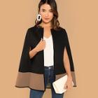 Shein Two Tone Open Front Cape Coat