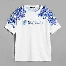 Shein Men Leaf And Letter Print T-shirt