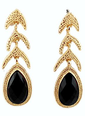 Shein Black Drop Gemstone Gold Fashion Earrings