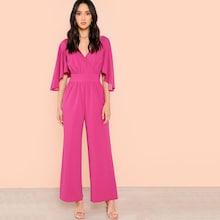 Shein Flutter Sleeve Wrap Jumpsuit