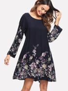 Shein Rose Print Tunic Dress