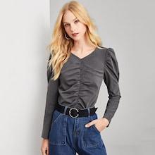 Shein Puff Sleeve Ruched Top