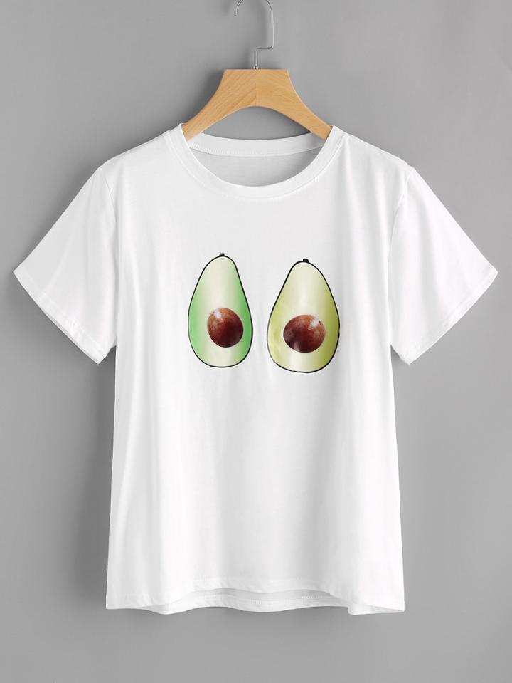 Shein Shea Fruit Print Tee