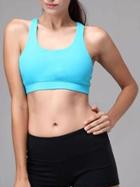 Shein Lake Blue Crisscross Back Sports Chest Pad Tank Top