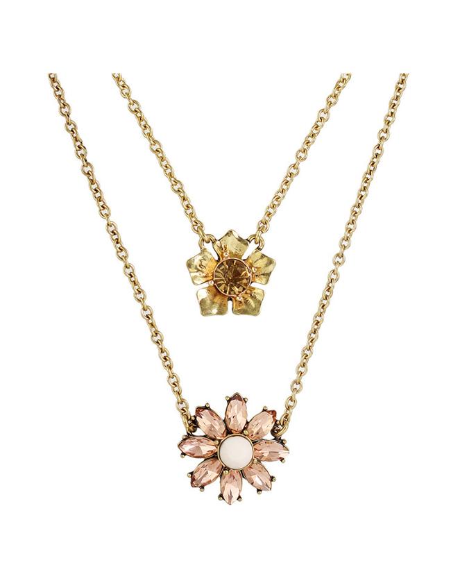 Shein Flower Double Layers Pendant Necklace