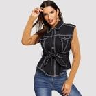 Shein Button Up Belted Vest