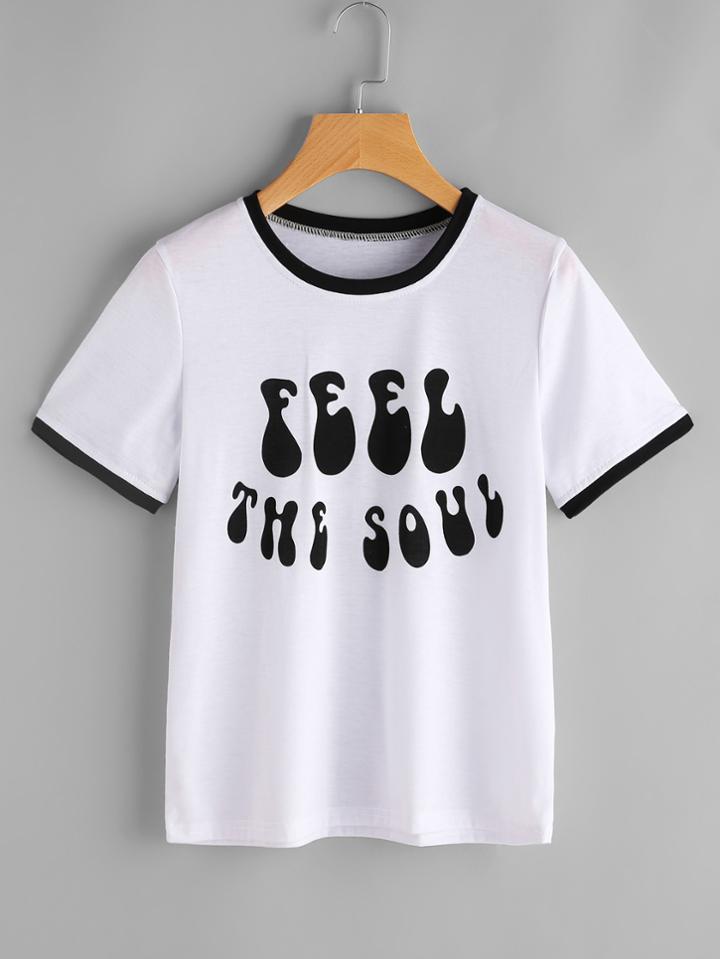 Shein Contrast Trim Graphic Print T-shirt