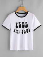 Shein Contrast Trim Graphic Print T-shirt