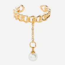 Shein Faux Pearl Chain Shape Ring