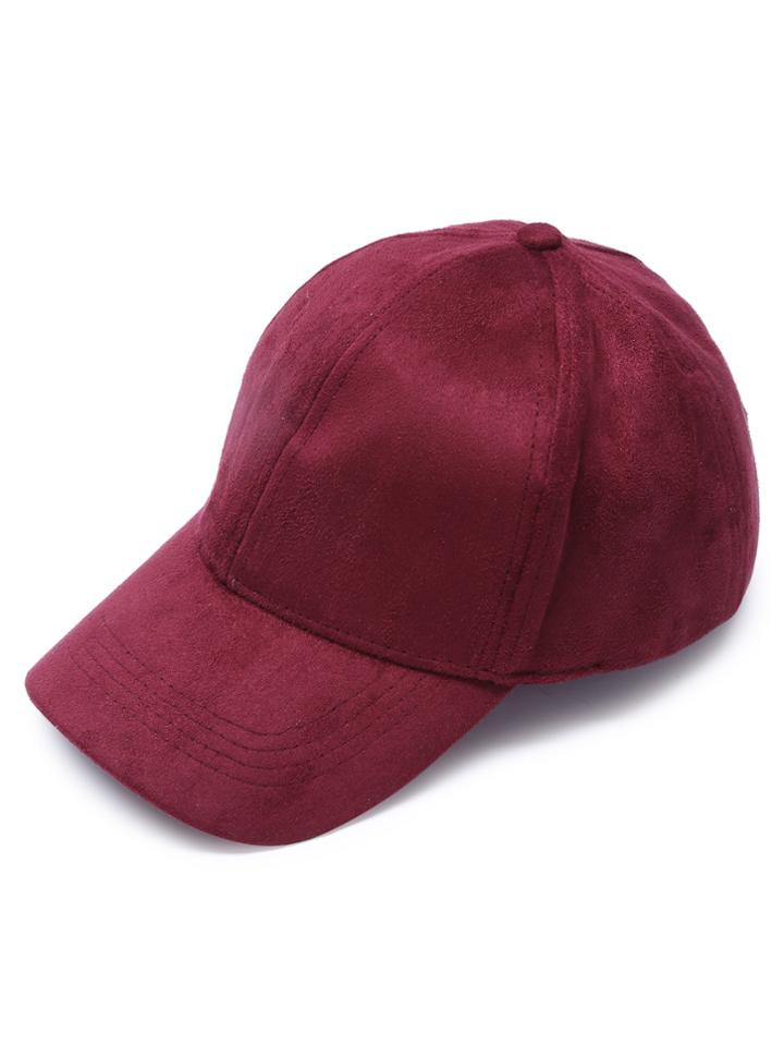 Shein Burgundy Suede Casual Baseball Cap