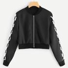 Shein Checkered Tape Zip Up Jacket