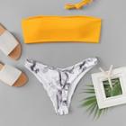 Shein Mix And Match Random Ink Drawing Bikini Set