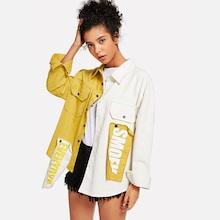 Shein Color Block Patched Denim Jacket