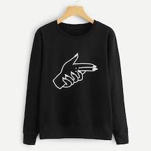 Shein Plus Gesture Print Pullover