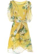Shein Ruffle Sleeve Floral Tie-waist Dress