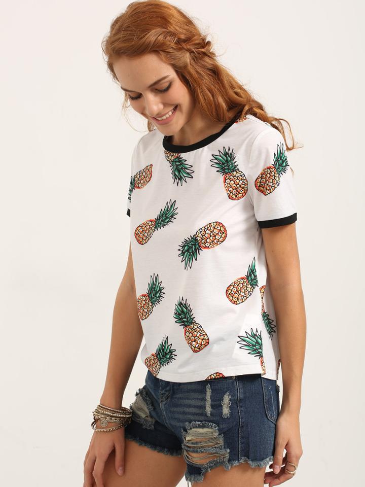 Shein Short Sleeve Fruit Print T-shirt