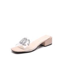 Shein Glitter Stone Clear Heeled Mules