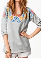 Rosewe Printed Long Sleeve Round Neck T Shirt
