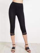Shein Floral Lace Hem Cropped Leggings