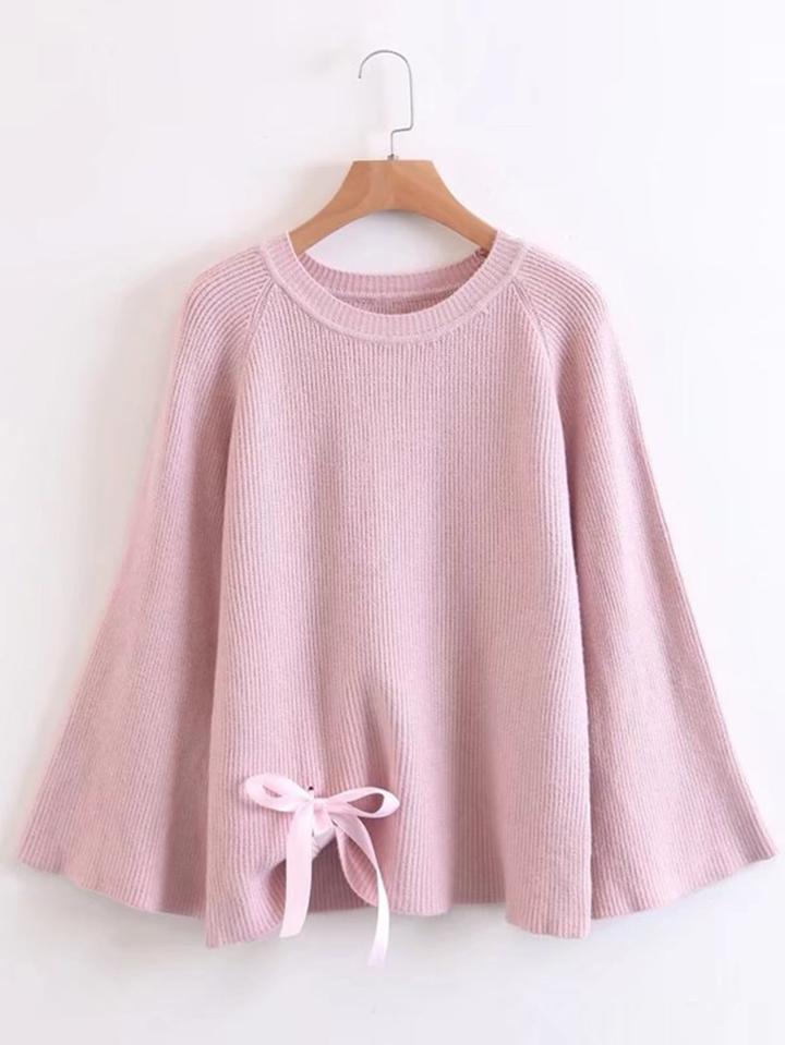 Shein Bow Tie Raglan Sleeve Knitwear