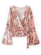 Shein Surplice Front Bell Sleeve Tie Side Top