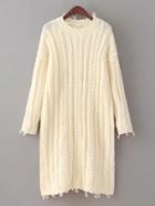 Shein Cable Knit Ripped Detail Sweater Dress