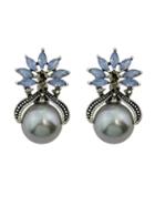Shein Gray Color Fashion Small Flower Pearl Female Earrings