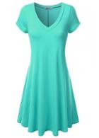 Rosewe Mint Green Short Sleeve Flare Dress