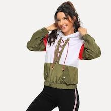 Shein Lace Up Hooded Jacket