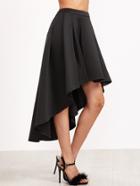 Shein Black Box Pleated High Low Skirt
