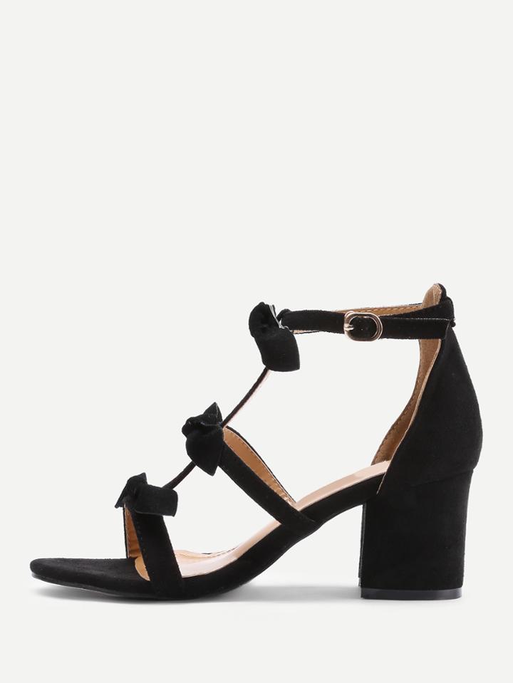 Shein Bow Tie Block Heeled Sandals