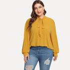 Shein Plus Tied Neck Solid Blouse
