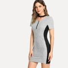 Shein Contrast Panel Ribbed Bodycon Dress