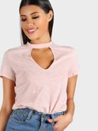 Shein Cutout V Keyhole Slub Tee