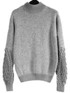 Shein Grey Mock Neck Cable Knit Sweater