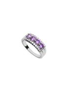 Shein Silver Plated Purple Rhinestone Ring