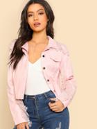 Shein Lace Trim Button Up Jacket