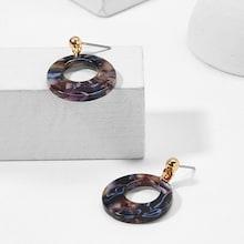 Shein Color Block Detail Hoop Drop Earrings