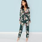 Shein Notch Collar Floral Jumpsuit