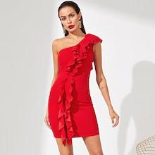 Shein Ruffle Trim One Shoulder Dress