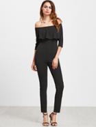 Shein Bardot Ruffle Skinny Jumpsuit