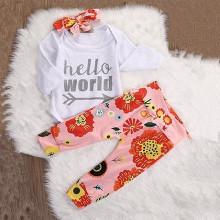 Shein Girls Letter Print Top & Pants & Headband