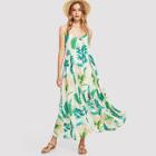 Shein Tropic Print Split Cami Dress