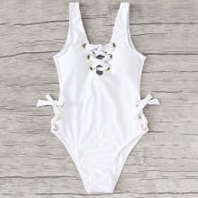 Shein Lace Up Low Back Swimsuit